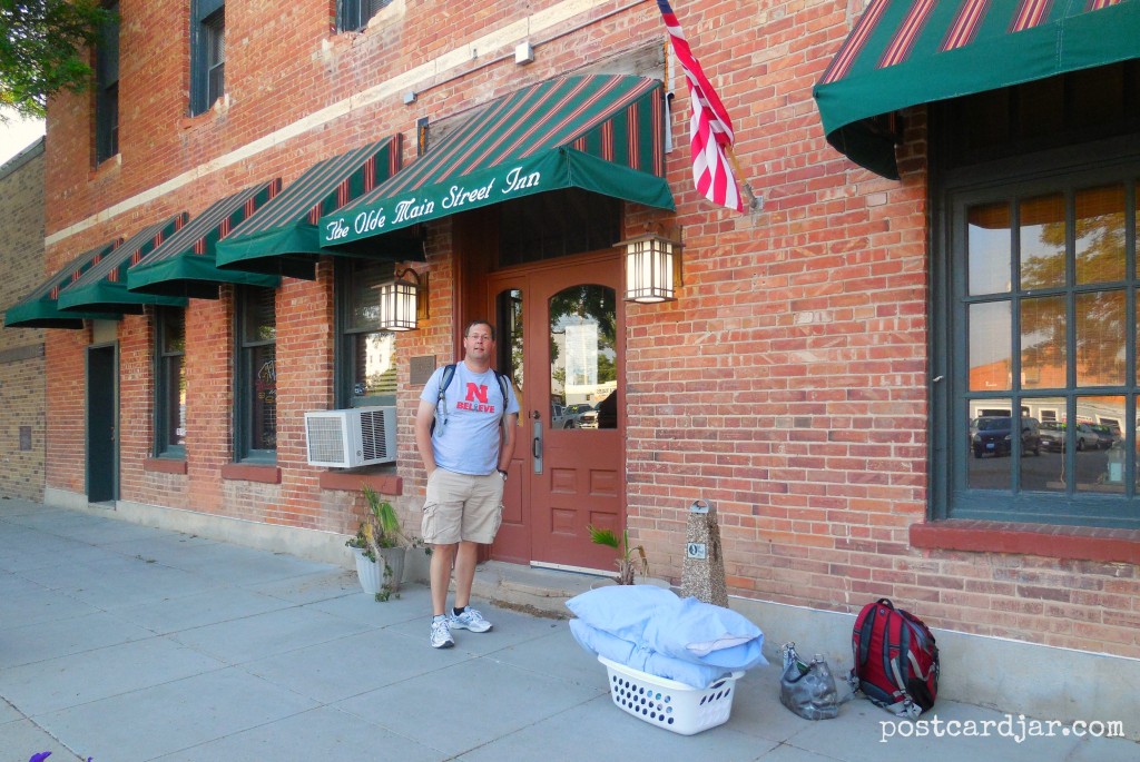 Checking in to the Olde Main Street Inn in Chadron, NE. (Photo by Ann Teget for postcard jar.com) 