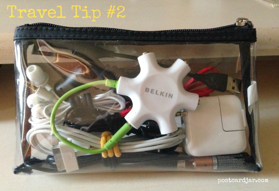 Travel Tip #2 – Put all of your cords in one see-through bag.