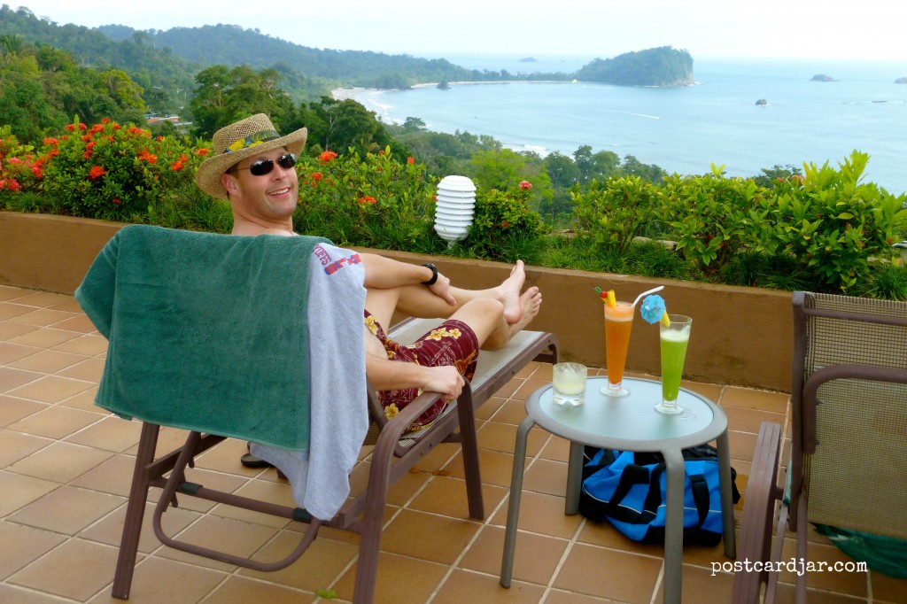 Steve had a glorious day of relaxation at Manuel Antonio Beach in Costa Rica. (Photo by Ann Teget for postcard jar.com)