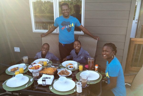 From left: Sam, Ivan, Ronald and LaTicia joined us for breakfast outside. 
