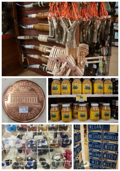 Fort Cody Trading Post had hundreds of souvenirs including slingshots, giant pennies, Nebraska-grown popcorn, polished rocks and those little bicycle license plates (including the correct spelling of Meghan's name). 