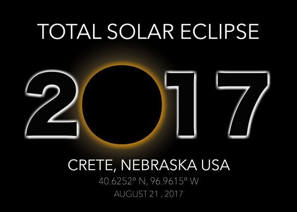 Total solar eclipse postcard from Crete, Nebraska