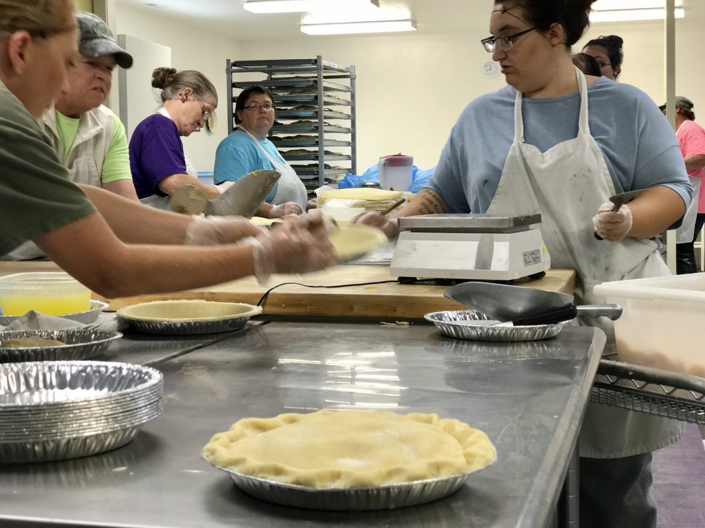Village Pie Makers in action, Eustis, Nebraska