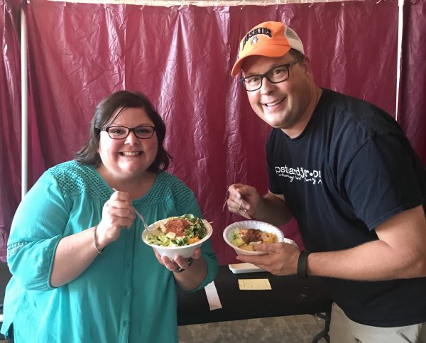 Ann and Steve in the judging room at the 2017 National Indian Taco Championships.