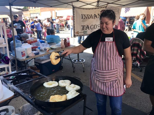 Making fry bread at the National Indian Taco Championships in Pawhuska, Oklahoma.