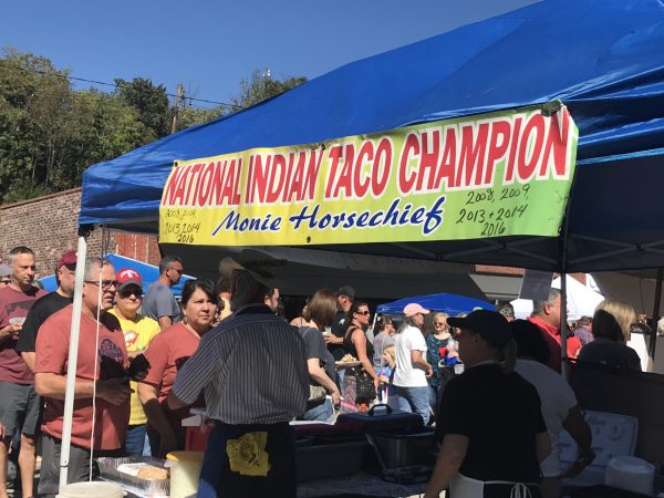 A booth at the National Indian Taco Championship in Pawhuska, Oklahoma.