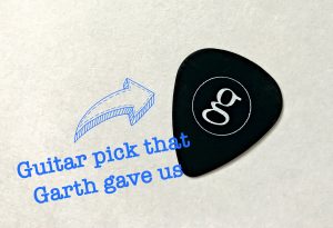 Guitar pick that Garth Brooks gave us after the concert.