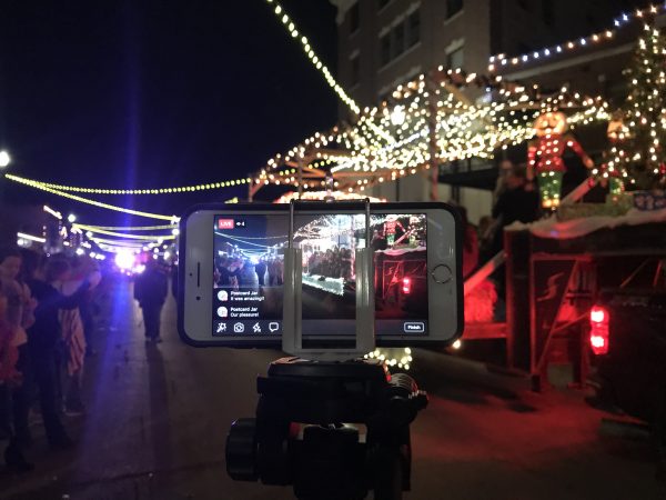 Filming the Christmas Parade of Lights, Pawhuska, Oklahoma