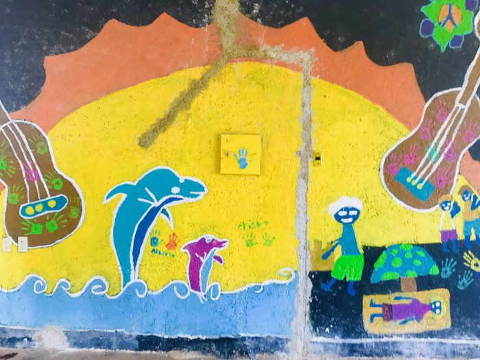 It was pretty overcast when we were in Mexico but colorful murals like this one brightened our day. 