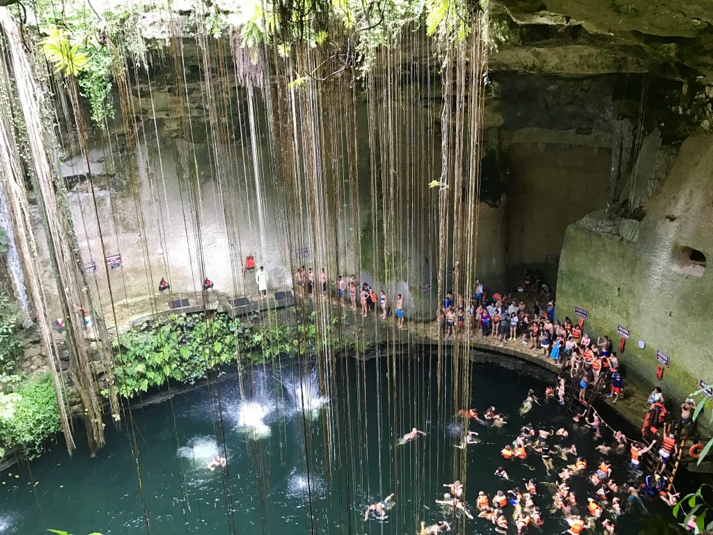 Meghan and Steve swam in this cenote (can you find them) on our family vacation in Mexico this summer. 
