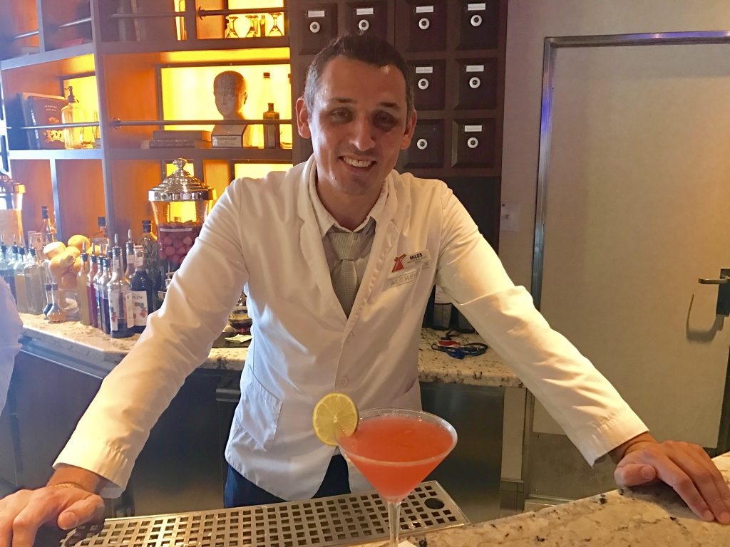 Master mixologist Milos at the Alchemy Bar onboard the Carnival Valor.