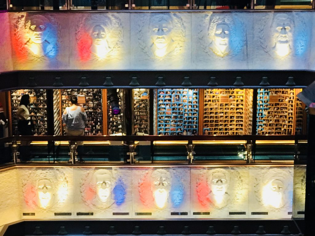 Lighted faces on the Carnival Valor
