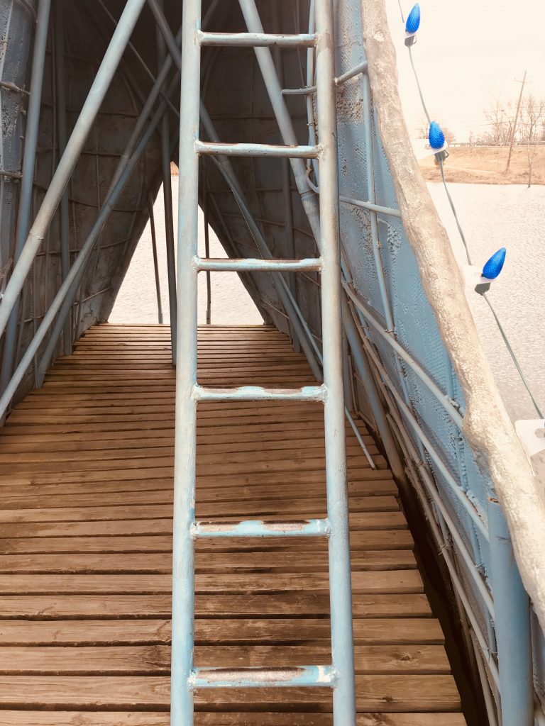 It was fun to think about the thousands of kids who climbed these steps to the top of the slide on The Blue Whale of Catoosa on Route 66.