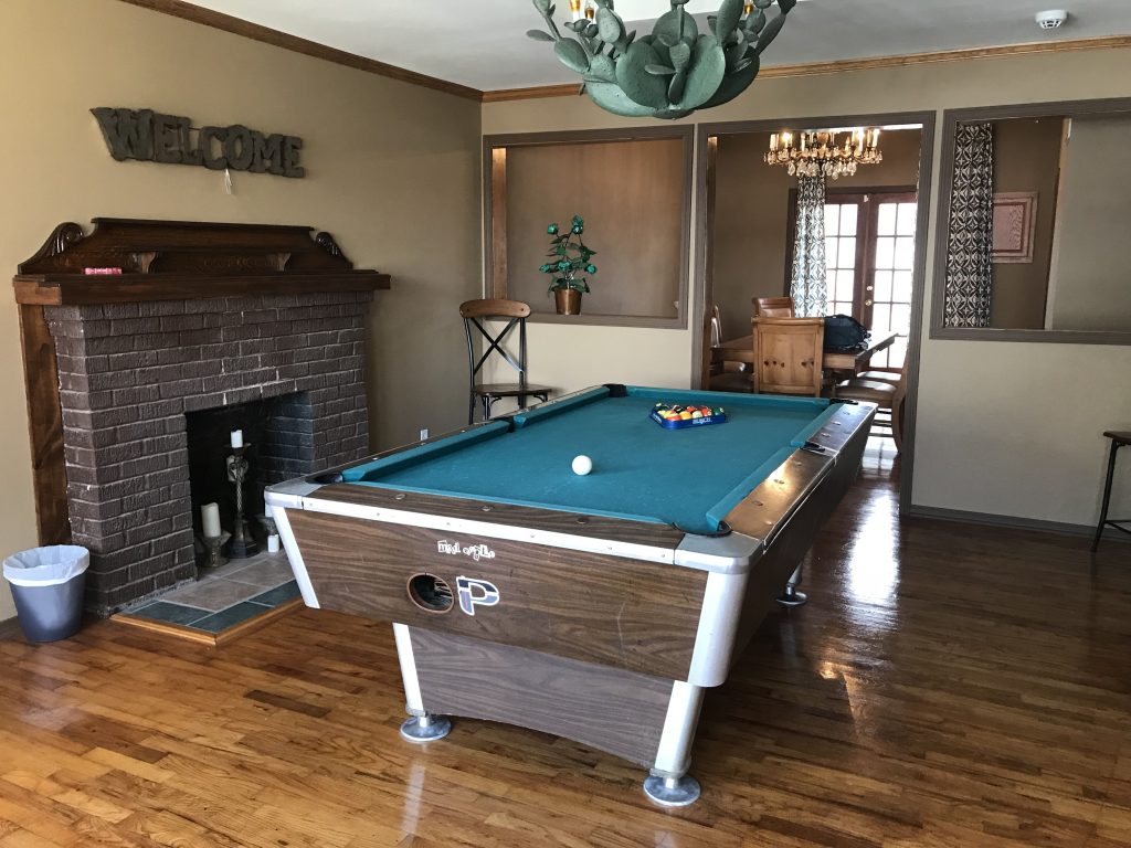 The Flamingo's Nest is such a fun place to stay, especially with this pool table.