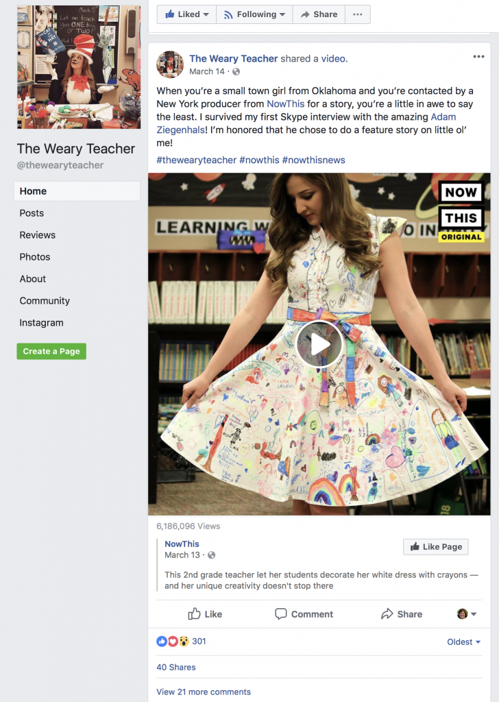 This post about the dress her second graders colored with things that make them happy went viral.
