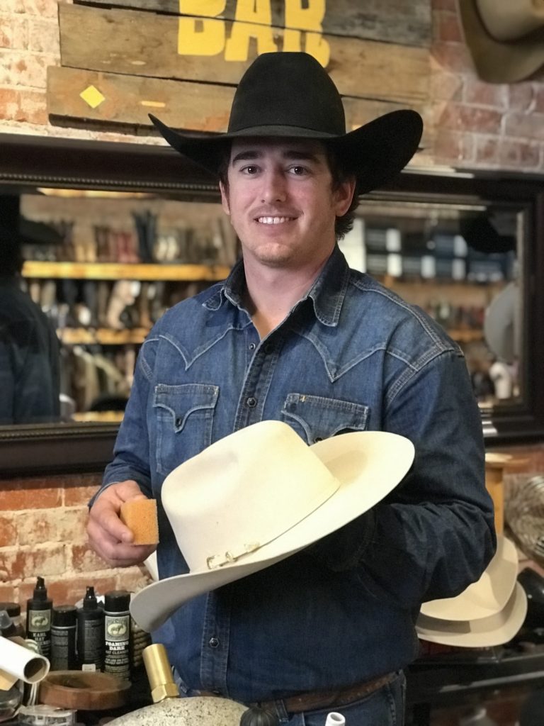 Osage Outfitters owner, Joey Lee, will be happy to shape a hat just the way you like it while you wait.