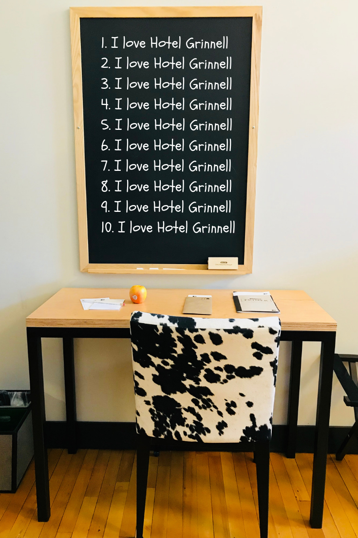 Hotel Grinnell Iowa blackboards