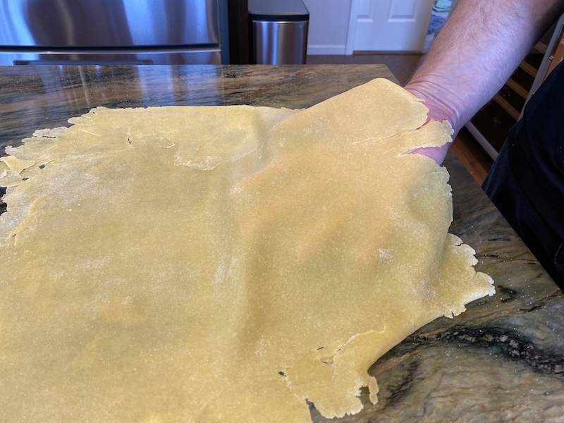 Pasta dough rolled out