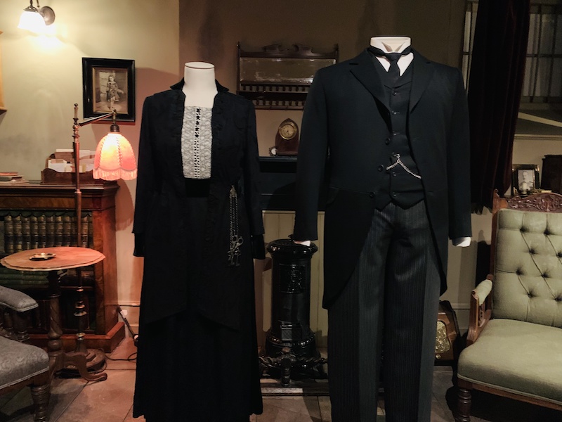 Downton Abbey Exhibition Mr Carson and Mrs Hughes costumes