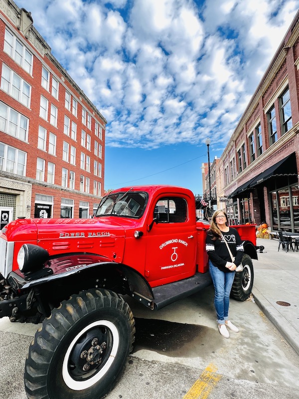 red pickup truck at the Pioneer Woman Mercantile