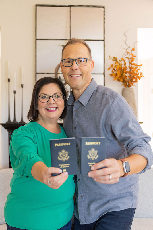 Ann and Steve Teget with their passports