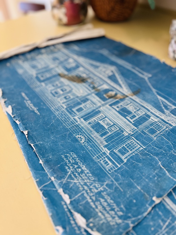 Blue prints for the Seelye Mansion in Abilene, Kansas
